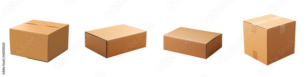 Fototapeta premium Cardboard box isolated on a transparent background suitable for packaging