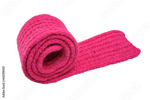 Warm scarf in the form of a rolled roll. There is space for text.