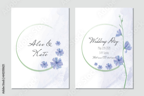 Vector watercolor wedding invitation with floral frame