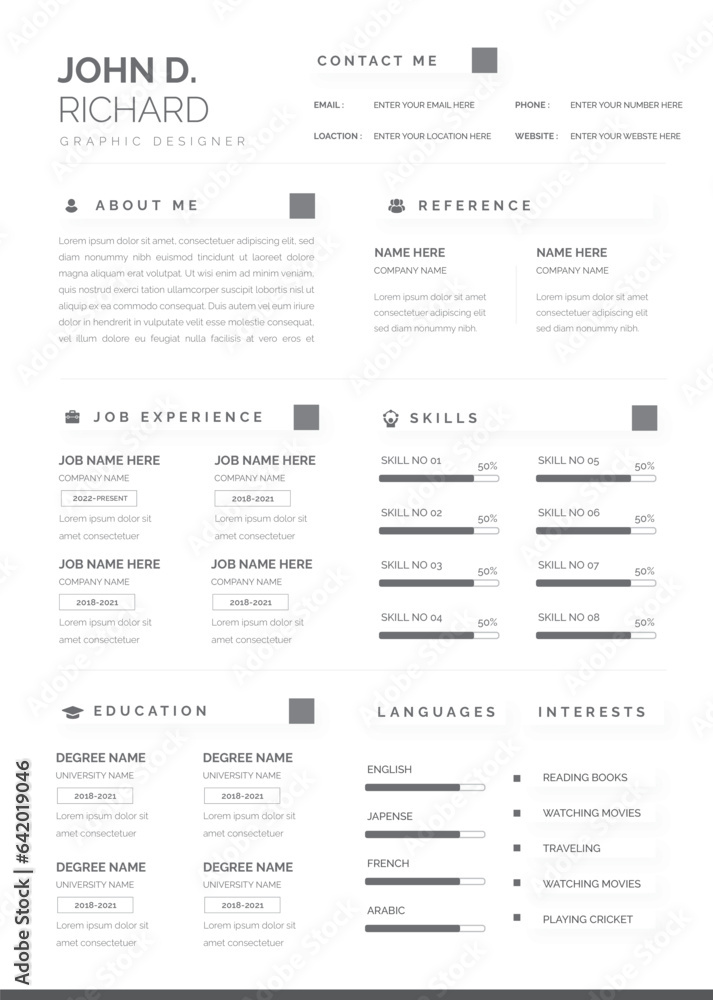 Clean Modern Resume Vector Template, Minimalist resume cv template, Resume design template, cv design, multipurpose resume design Clean Modern Resume Vector Template, Minimalist resume cv template, Resume design template, cv design, multipurpose resume design