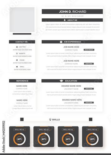 Clean Modern Resume Vector Template, Minimalist resume cv template, Resume design template, cv design, multipurpose resume design