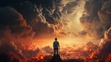 A shot of a man standing in the clouds Generative AI