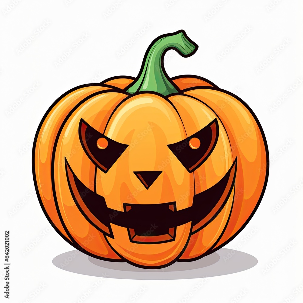 Evil orange pumpkin looking at camera. Generative AI Evil orange pumpkin looking at camera. Generative AI