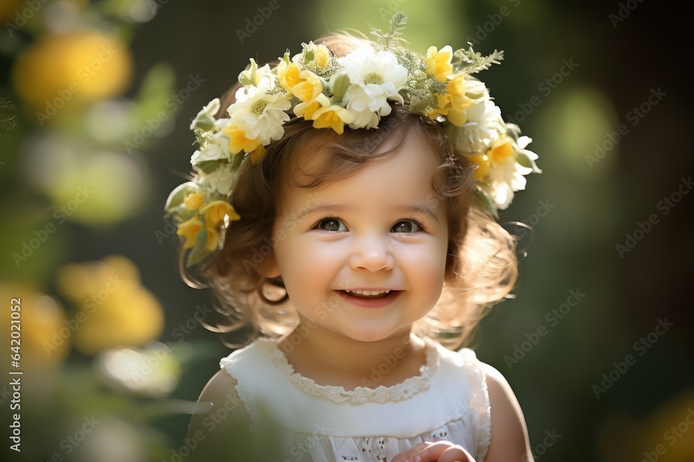 A young girl wearing a flower crown A young girl wearing a flower crown