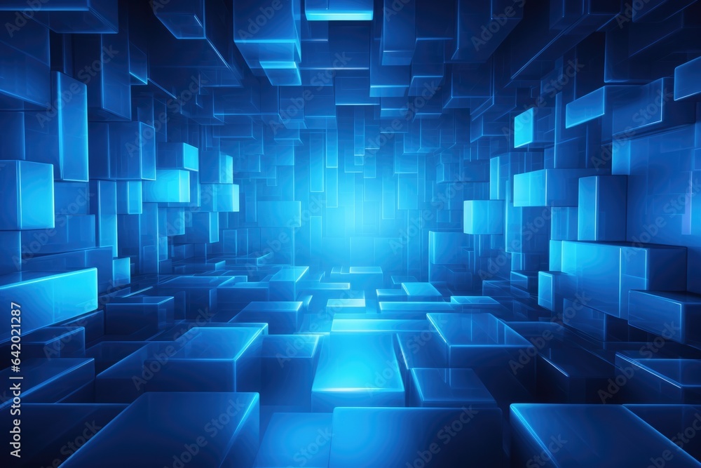 An abstract blue background with squares and lights An abstract blue background with squares and lights