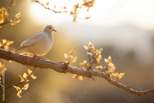 A beautiful white bird perched on a tree branch © Virginie Verglas