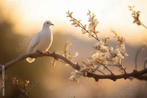 A beautiful white bird perched on a tree branch