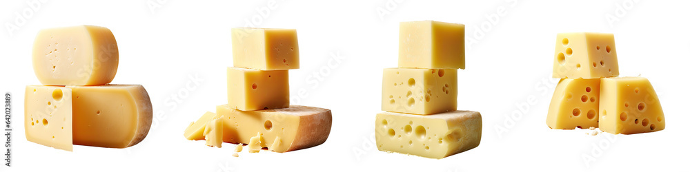 Italian cheese pieces on a transparent background - obrazy, fototapety, plakaty 
