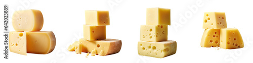 Italian cheese pieces on a transparent background