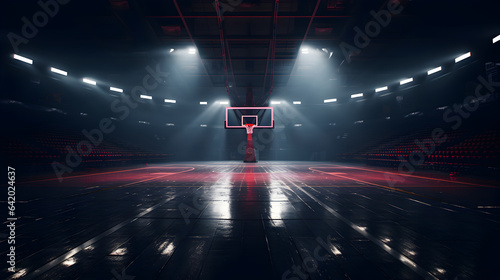 Basketball court at night with lights on © Trendy Graphics
