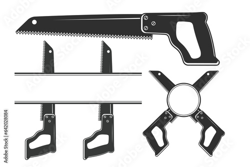 Saw Monogram, Saw Silhouette Monogram,  Hardware Monogram, Hardware Silhouette, Saw Silhouette, Worker elements, Labor equipment, Repair tools, Forest tools, Woodcutter, Woodsman, Carpenter tool