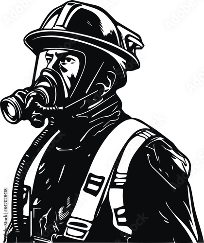 Fireman Head, Fireman Silhouette, Vector illustration, SVG