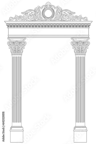Classical arch with Greek Ionic columns