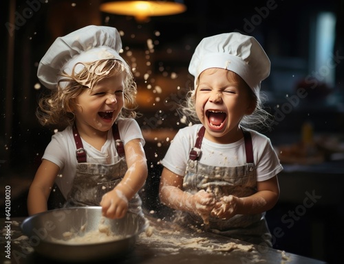 Joyful children prepare food