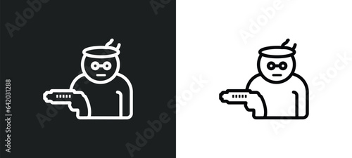 hitman icon isolated in white and black colors. hitman outline vector icon from cinema collection for web, mobile apps and ui.