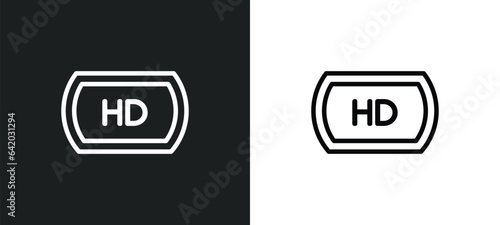 hd icon isolated in white and black colors. hd outline vector icon from cinema collection for web, mobile apps and ui.