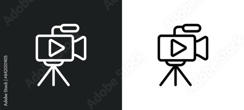 movie camera icon isolated in white and black colors. movie camera outline vector icon from cinema collection for web, mobile apps and ui.