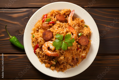 Spicy Cajun Jambalaya, flavorful rice dish