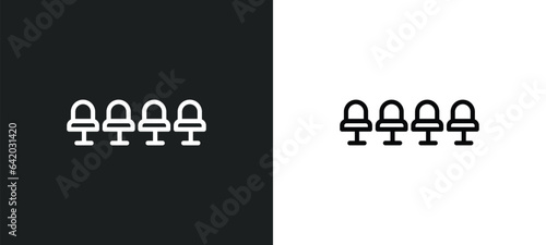 cinema seats icon isolated in white and black colors. cinema seats outline vector icon from cinema collection for web, mobile apps and ui.
