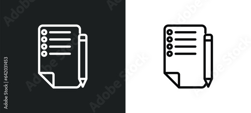 exam icon isolated in white and black colors. exam outline vector icon from education collection for web, mobile apps and ui.
