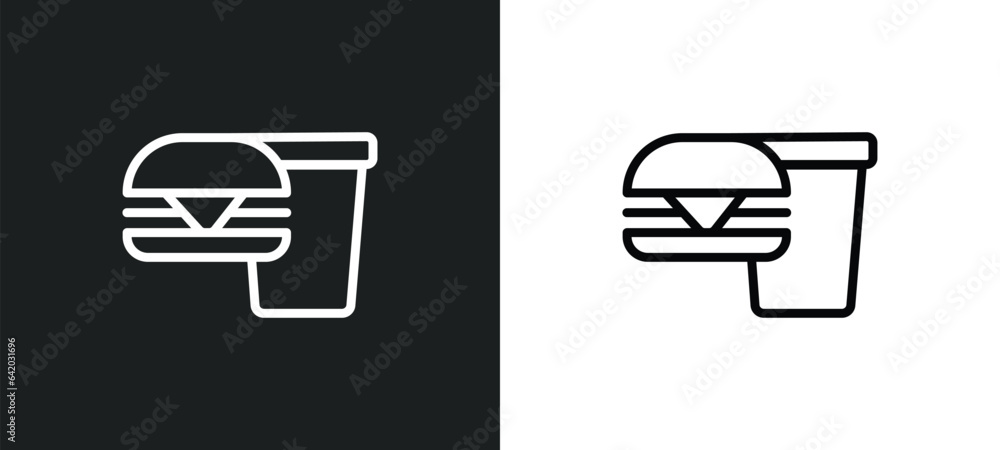 fast food restaurant icon isolated in white and black colors. fast food restaurant outline vector icon from food collection for web, mobile apps and ui. fast food restaurant icon isolated in white and black colors. fast food restaurant outline vector icon from food collection for web, mobile apps and ui.