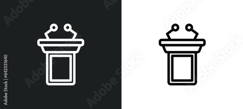 lectern icon isolated in white and black colors. lectern outline vector icon from education collection for web, mobile apps and ui.