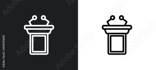 lectern icon isolated in white and black colors. lectern outline vector icon from education collection for web, mobile apps and ui.