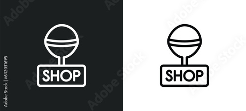 candy shop icon isolated in white and black colors. candy shop outline vector icon from food collection for web, mobile apps and ui.