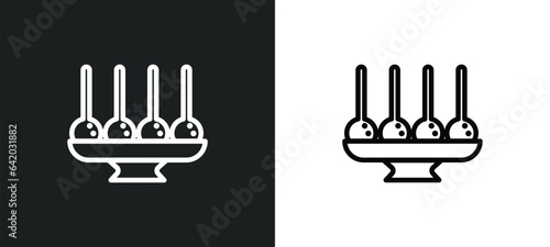 dish and toothpick icon isolated in white and black colors. dish and toothpick outline vector icon from food collection for web, mobile apps ui.