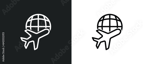 traveling icon isolated in white and black colors. traveling outline vector icon from free time collection for web, mobile apps and ui.