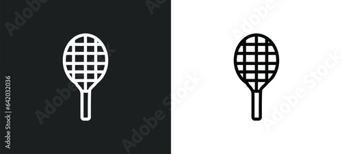 tennis racket icon isolated in white and black colors. tennis racket outline vector icon from free time collection for web, mobile apps and ui.