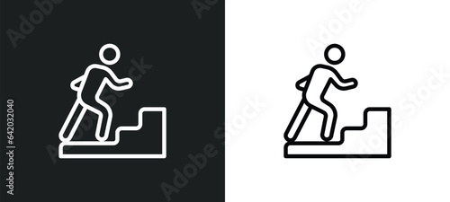 climb icon isolated in white and black colors. climb outline vector icon from free time collection for web, mobile apps and ui.