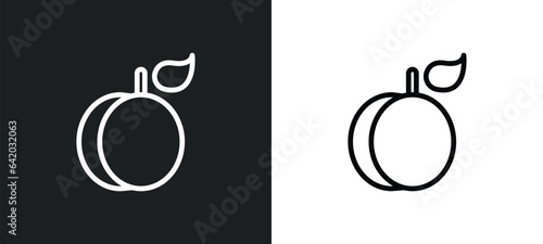 apricot icon isolated in white and black colors. apricot outline vector icon from fruits and vegetables collection for web, mobile apps and ui.