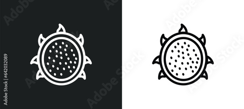 dragon fruit icon isolated in white and black colors. dragon fruit outline vector icon from fruits and vegetables collection for web, mobile apps and ui.