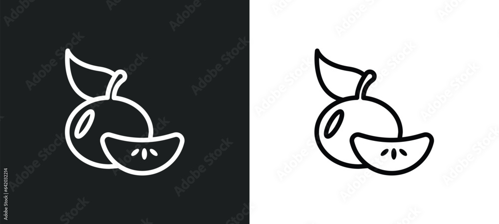 Fototapeta premium tangerine icon isolated in white and black colors. tangerine outline vector icon from fruits collection for web, mobile apps and ui.