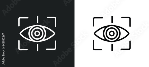 eye scan icon isolated in white and black colors. eye scan outline vector icon from future technology collection for web, mobile apps and ui.