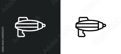 blaster icon isolated in white and black colors. blaster outline vector icon from future technology collection for web, mobile apps and ui.