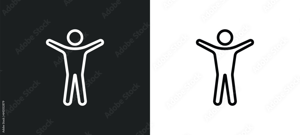 man with open arms icon isolated in white and black colors. man with open arms outline vector icon from general collection for web, mobile apps and ui. man with open arms icon isolated in white and black colors. man with open arms outline vector icon from general collection for web, mobile apps and ui.