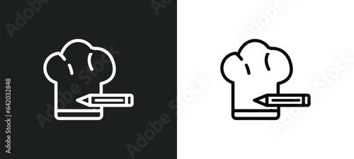 chef hat with a pencil icon isolated in white and black colors. chef hat with a pencil outline vector icon from general collection for web, mobile apps and ui.