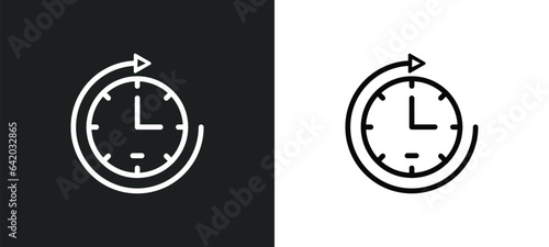 rewind time icon isolated in white and black colors. rewind time outline vector icon from general collection for web, mobile apps and ui.