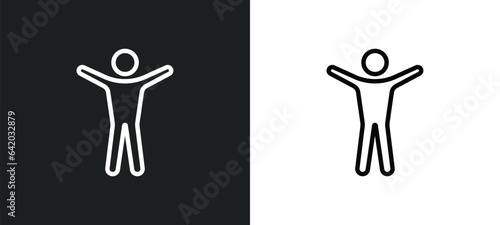 man with open arms icon isolated in white and black colors. man with open arms outline vector icon from general collection for web, mobile apps and ui.