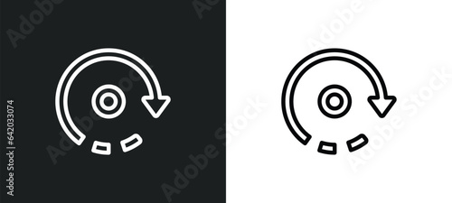rotate icon isolated in white and black colors. rotate outline vector icon from geometry collection for web, mobile apps and ui.