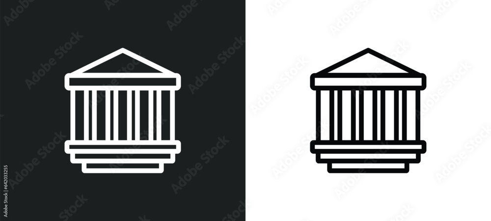 parthenon icon isolated in white and black colors. parthenon outline vector icon from greece collection for web, mobile apps and ui.