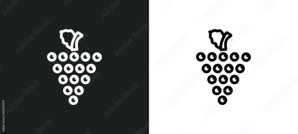 grapes bunch icon isolated in white and black colors. grapes bunch outline vector icon from greece collection for web, mobile apps and ui. - obrazy, fototapety, plakaty 