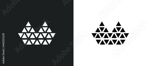 polygonal boat of small triangles icon isolated in white and black colors. polygonal boat of small triangles outline vector icon from geometry collection for web, mobile apps and ui.