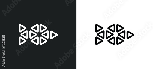 polygonal fish shape of small triangles icon isolated in white and black colors. polygonal fish shape of small triangles outline vector icon from geometry collection for web, mobile apps and ui.