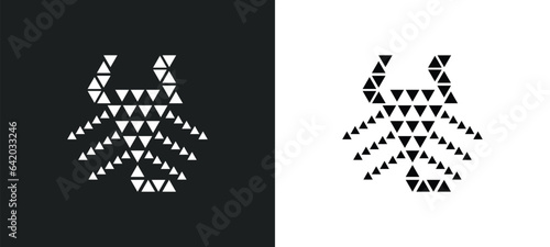 polygonal scorpion icon isolated in white and black colors. polygonal scorpion outline vector icon from geometry collection for web, mobile apps and ui.