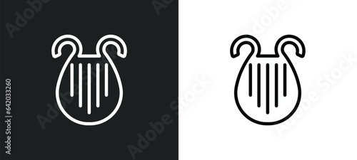 lyre icon isolated in white and black colors. lyre outline vector icon from greece collection for web, mobile apps and ui.