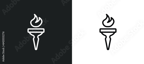 sports torch icon isolated in white and black colors. sports torch outline vector icon from greece collection for web, mobile apps and ui.