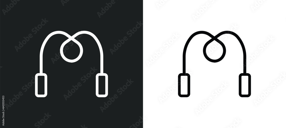 skipping rope icon isolated in white and black colors. skipping rope outline vector icon from gym and fitness collection for web, mobile apps and ui. - obrazy, fototapety, plakaty 